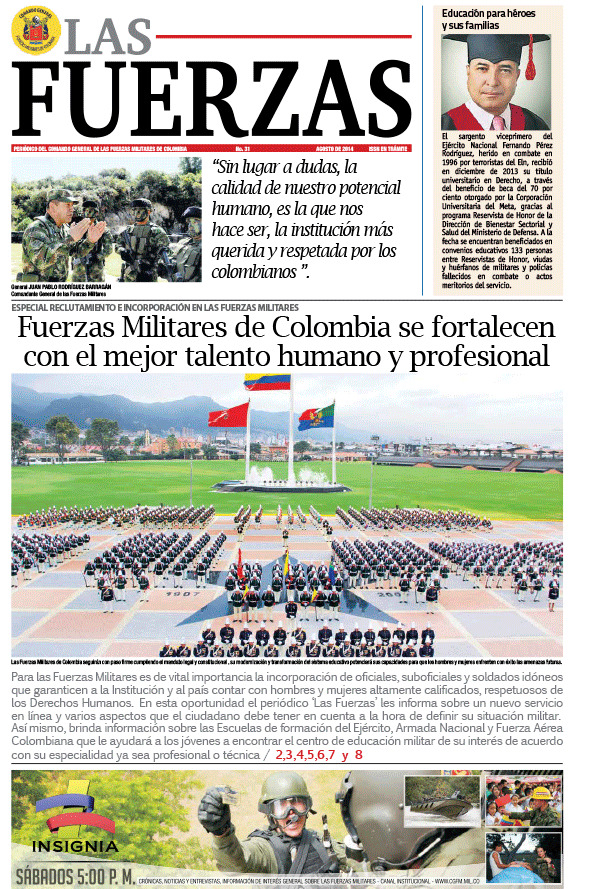 Periódico las Fuerzas Agosto 2014