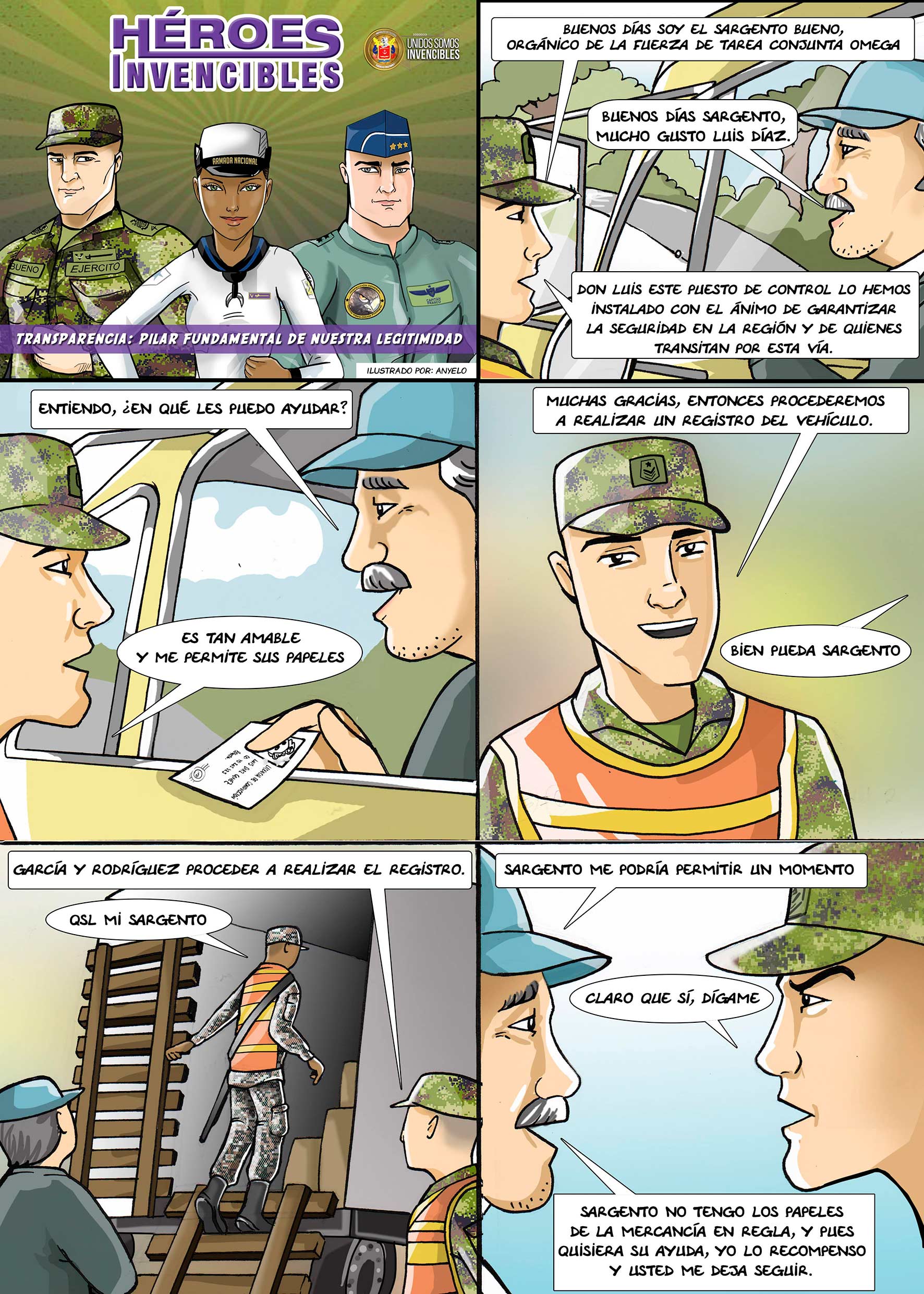 Comic Héroes Transparencia Fuerzas Militares de Colombia
