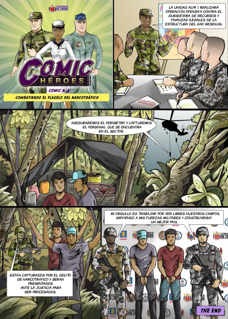 Comic héroes Combatiendo el Flagelo del Narcotrafico