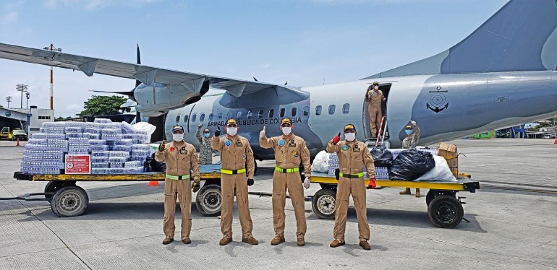 Llega a San Andrés Isla vuelo de la Armada con más de 3 toneladas de elementos para la bioprotección