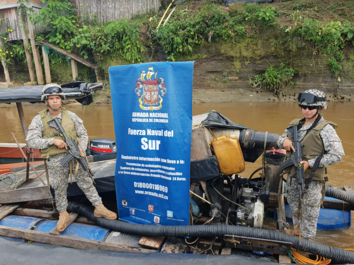 Incautado material para la explotación de minería ilegal en Caquetá.