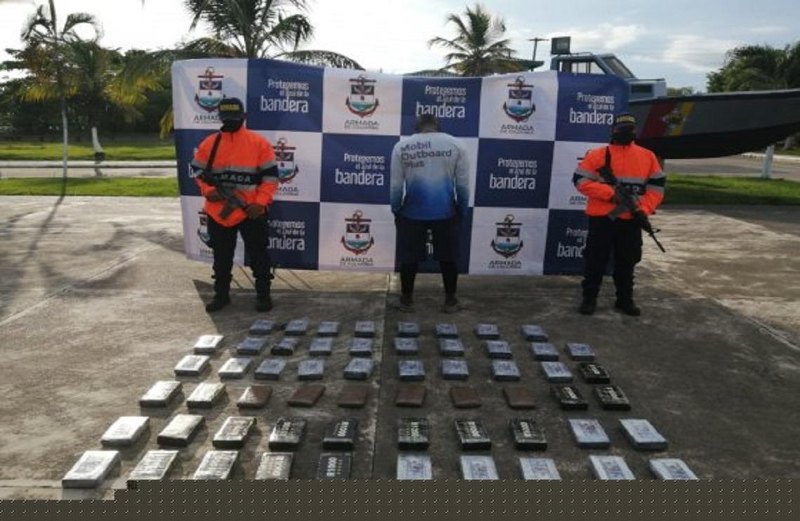 Armada de Colombia terminó el 2020 con cifra récord en incautaciones de clorhidrato de cocaína en el Caribe