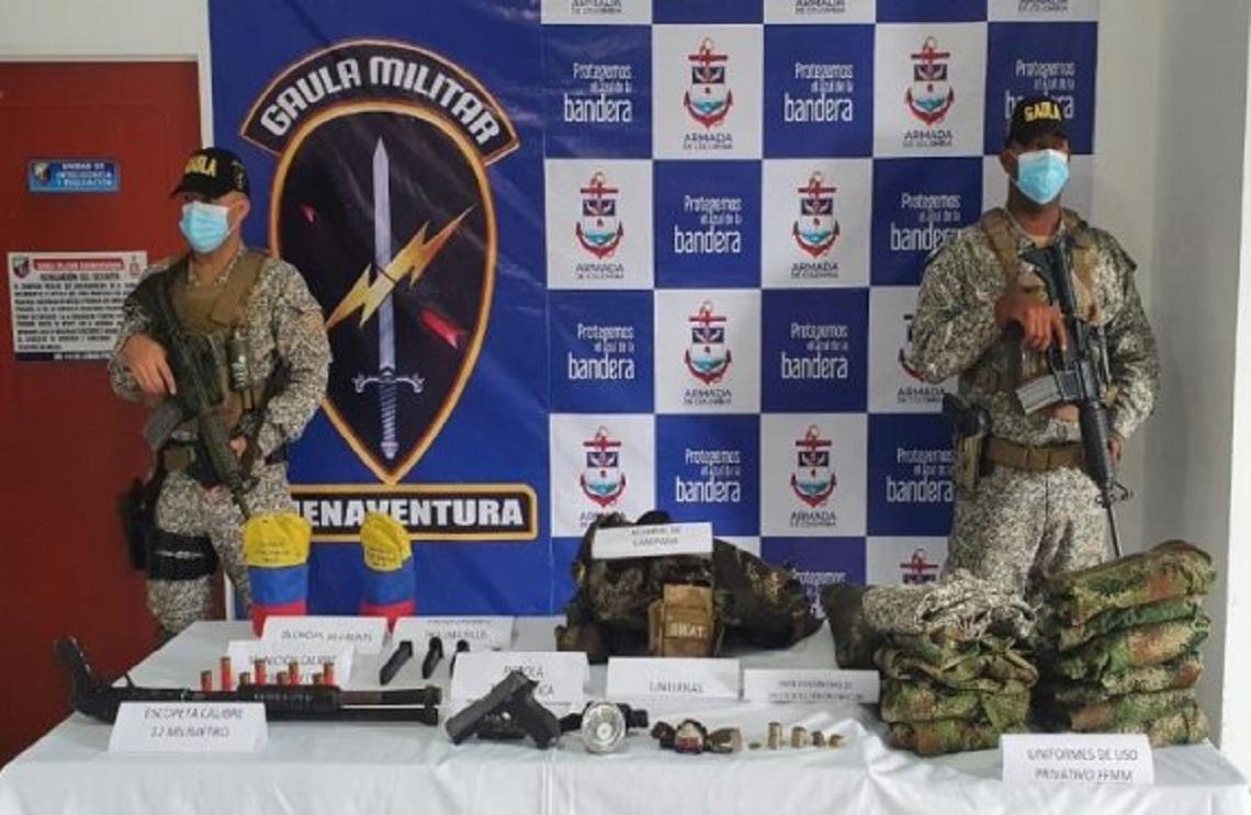 Armada de Colombia y Fiscalía incautan armamento de disidencias de las Farc, en el Pacífico colombiano