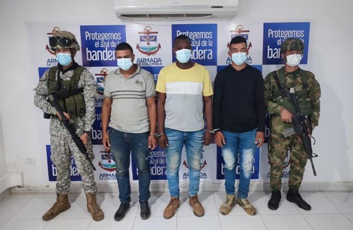 Armada de Colombia captura tres presuntos integrantes del GAO Clan del Golfo, en Bolívar