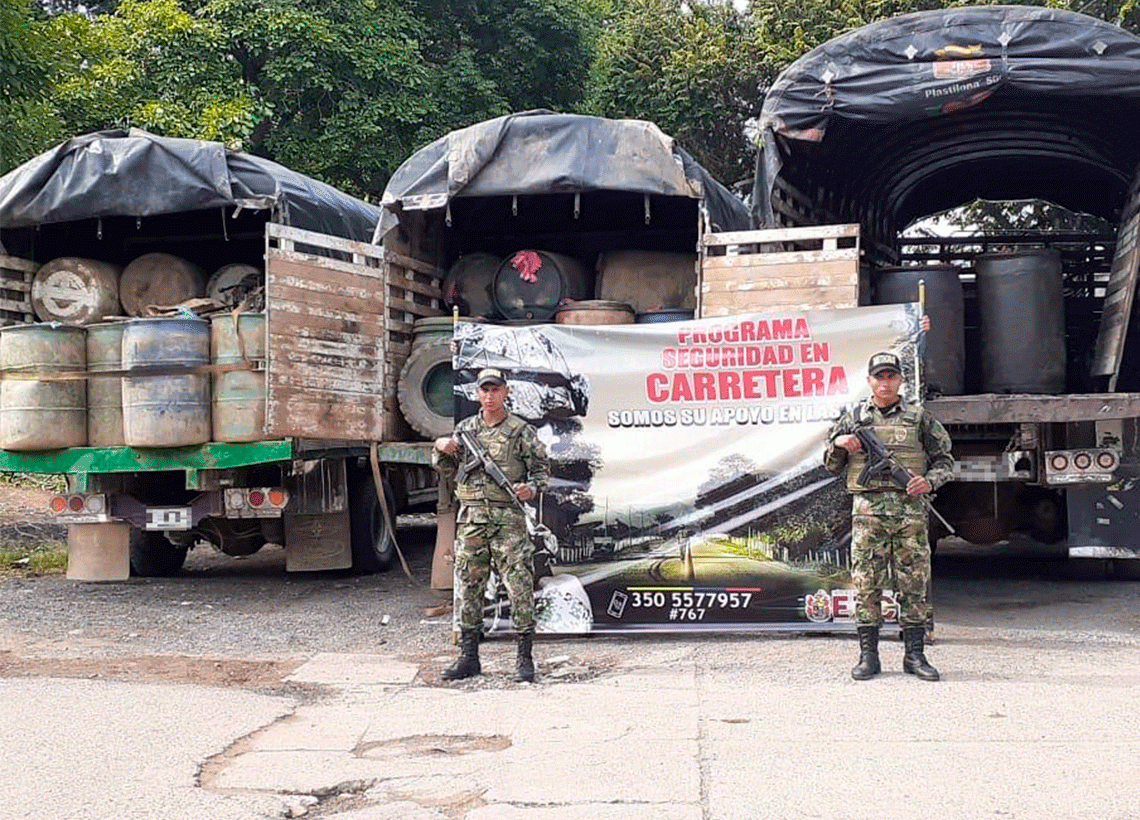 Ejército Nacional incauta 5.000 galones de combustible de contrabando en vías del Cesar