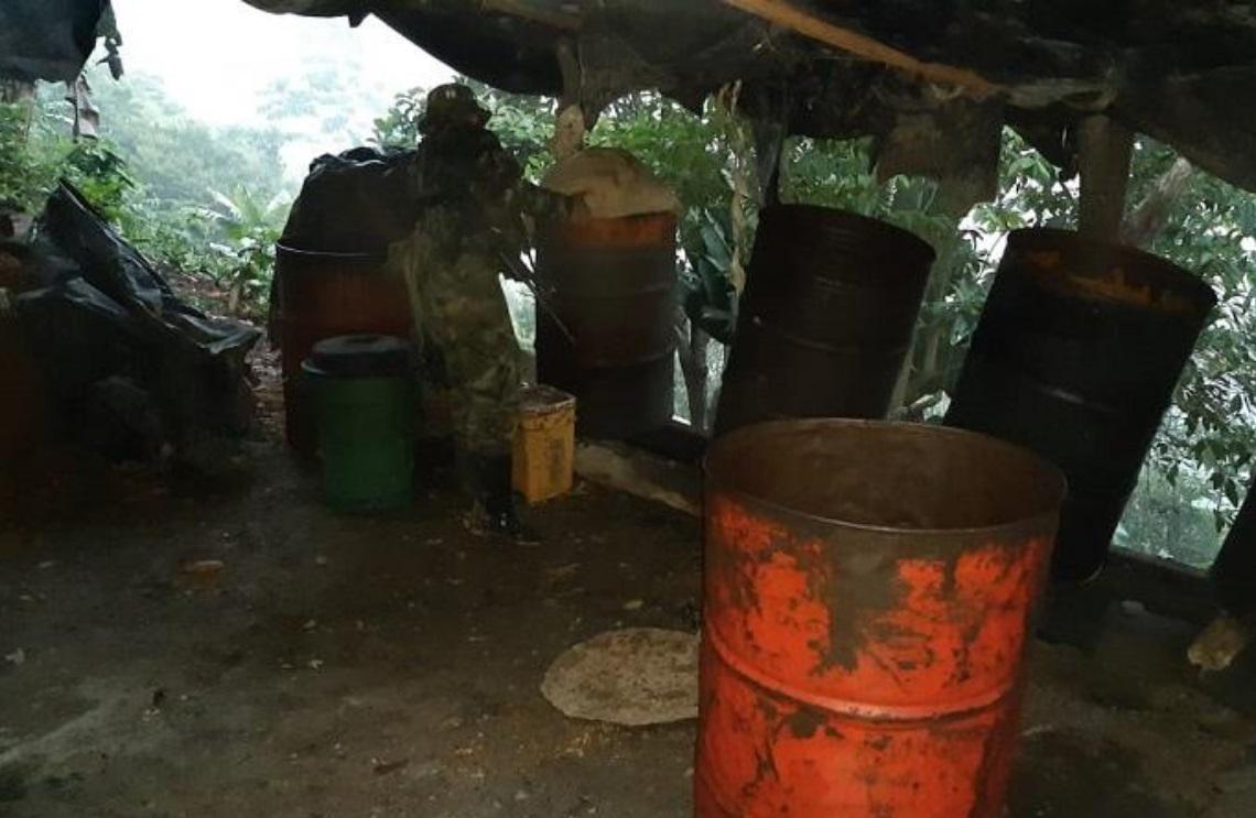 Ejército Nacional desmantela dos estructuras ilegales para el procesamiento de pasta base de coca
