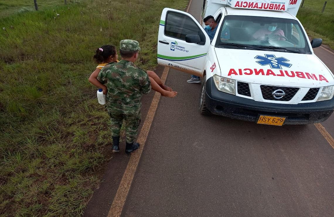 Ejército Nacional realiza evacuación de menor de edad, víctima de mordedura de serpiente