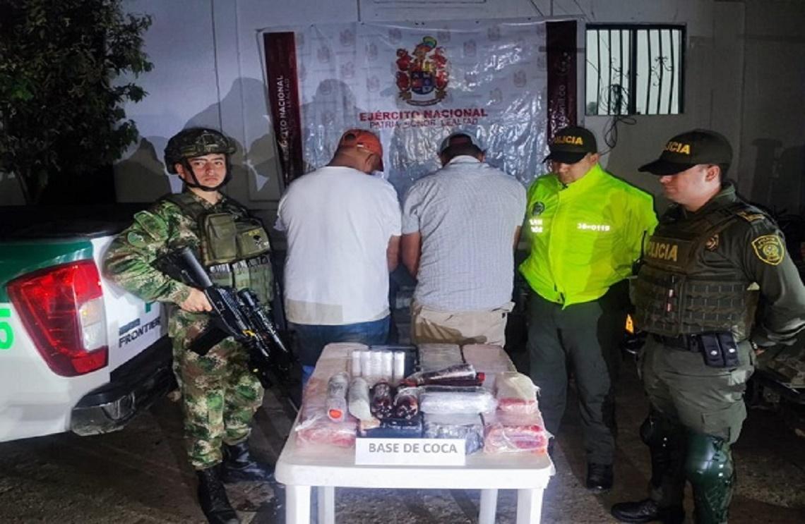 En Norte de Santander capturados dos sujetos que transportaban pasta base de coca