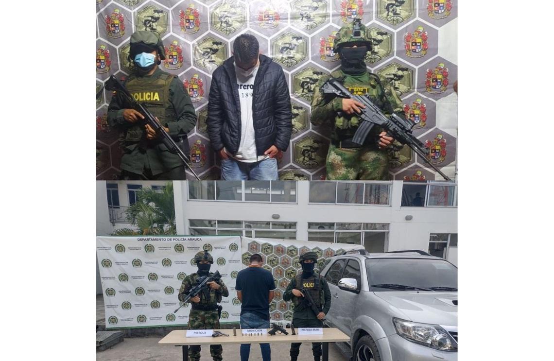 En Arauca, capturados dos sujetos e incautado material de guerra