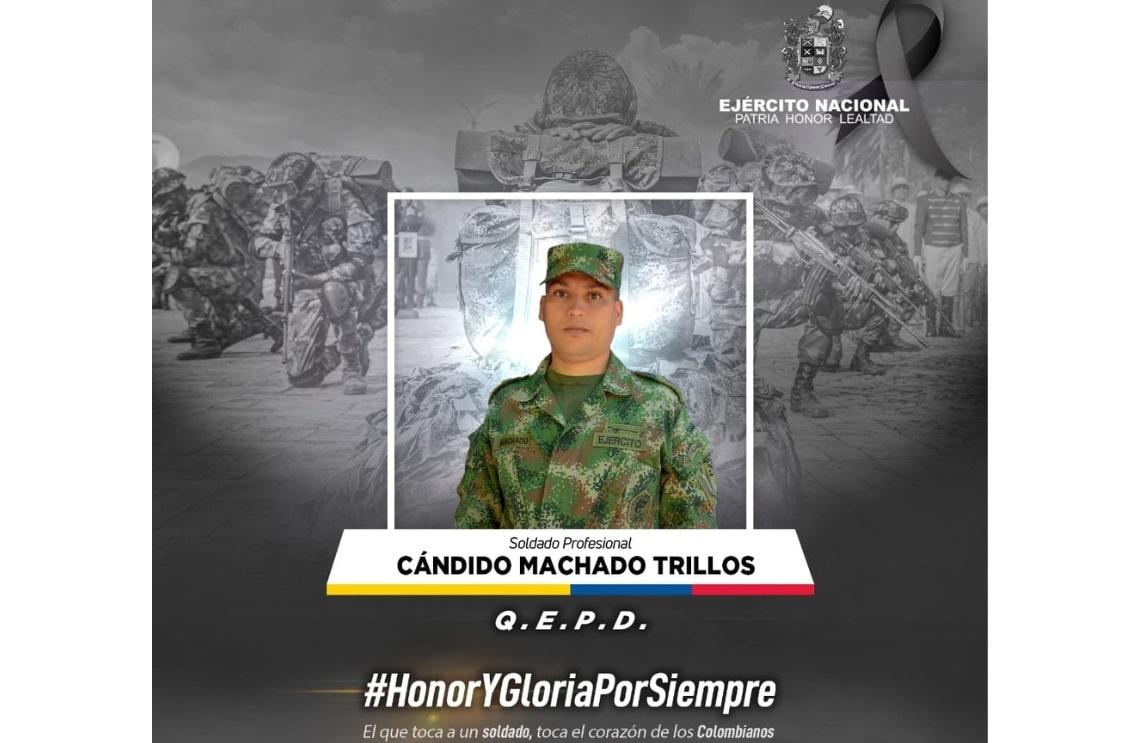 Soldado profesional Cándido Machado Trillos, asesinado al parecer por GAO Eln