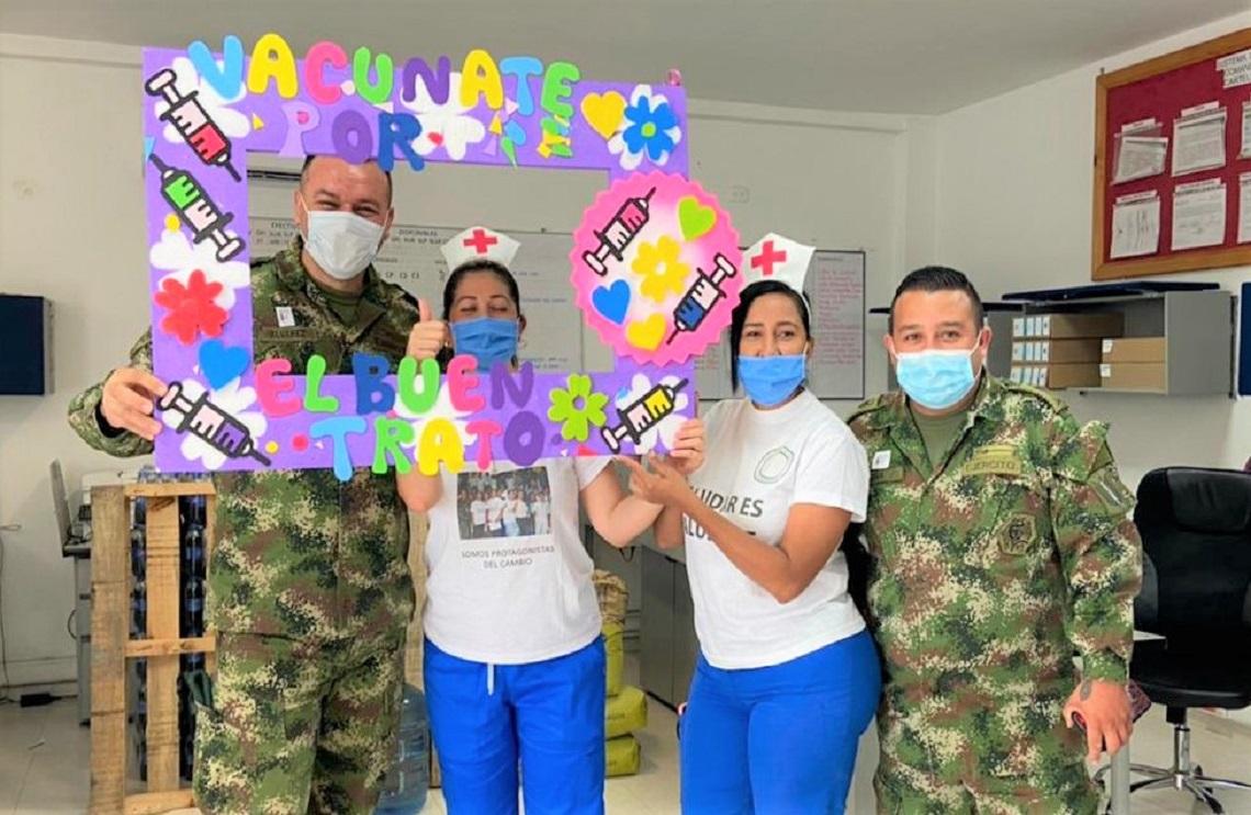 En Palmira, el personal de sanidad Ejército realizó una Jornada Simbólica de Vacunación por el Buen Trato