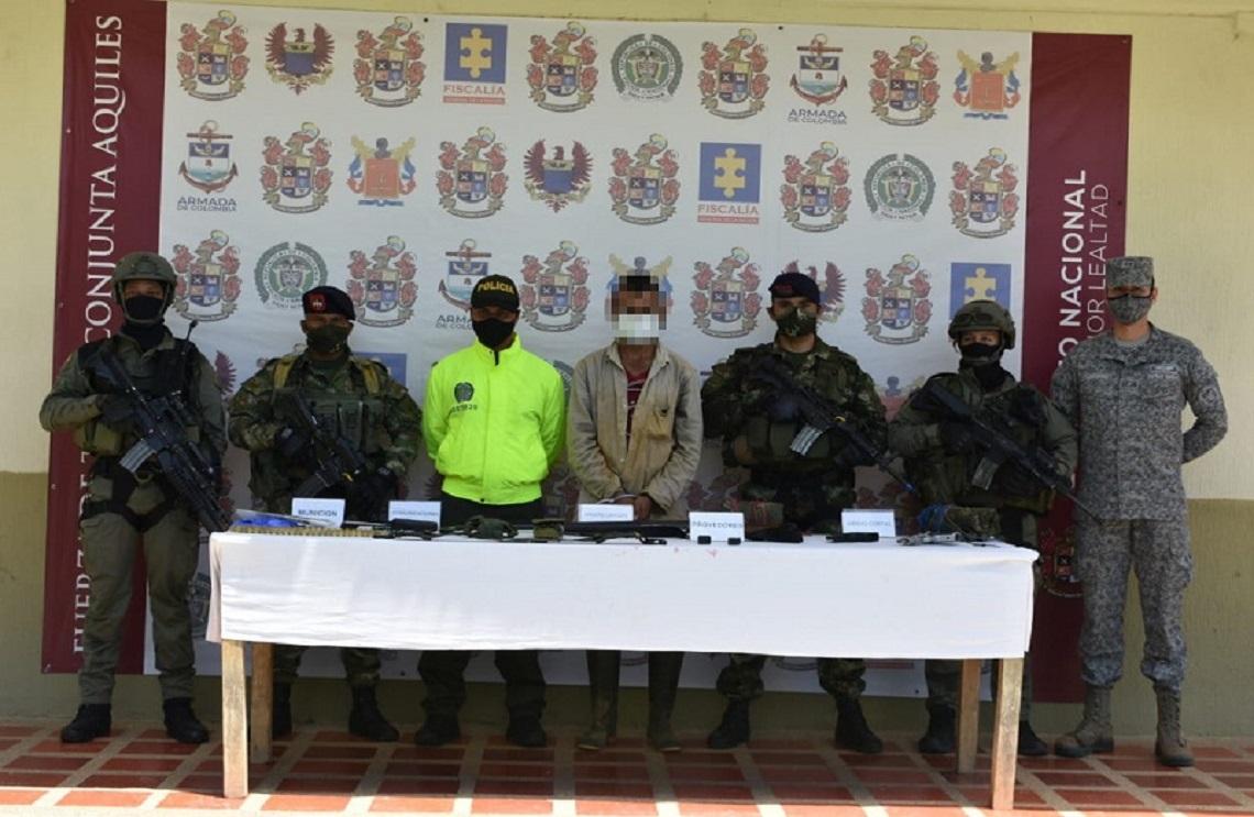 Neutralizado en Cáceres, Antioquia, alias Romaña, quien sería cabecilla del GAO Caparros