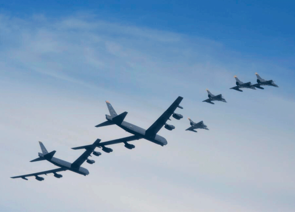 Strategic Bomber Aircraft Of The Usa Train With Colombian Air Force Aircraft