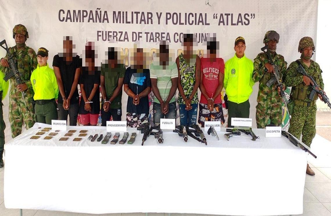 22 Capturados y 5 menores recuperados durante operaciones militares en el Pacífico nariñense
