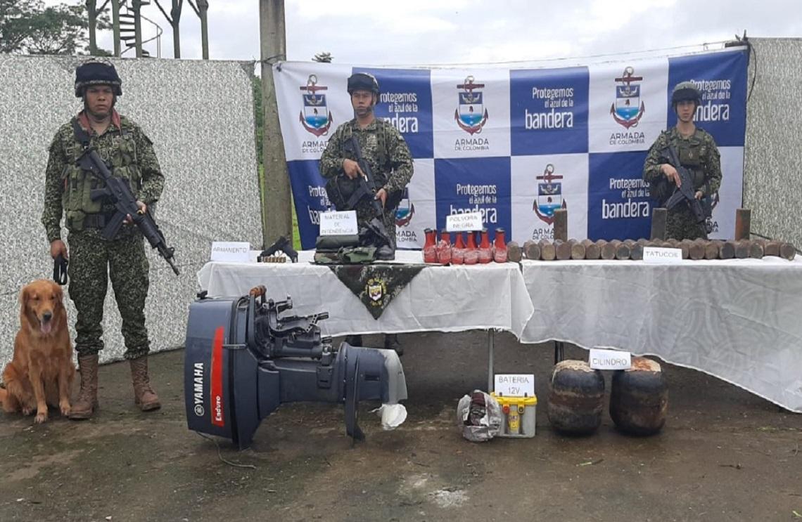 Golpe a los GAO-r que delinquen en el pacifico nariñense con la ubicación y destrucción de tres depósitos ilegales con material de guerra y explosivos