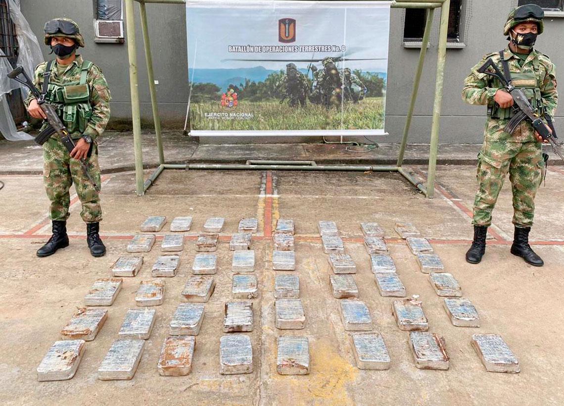 Hallados aproximadamente 106 kilos de pasta base de coca, avaluados en más de 149 millones de pesos