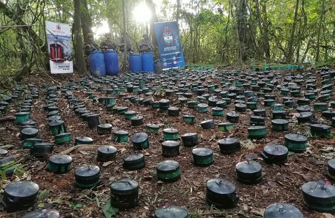 Fuerza de Tarea Conjunta Omega ubicó depósito ilegal con casi dos mil minas antipersonales