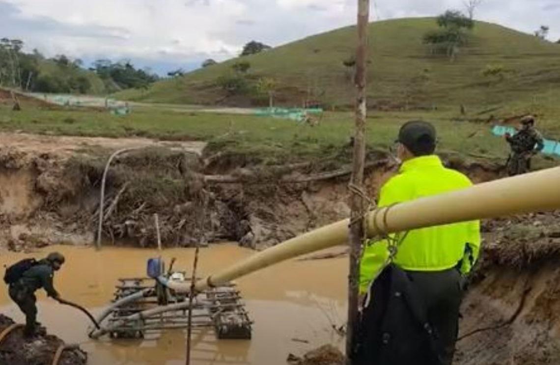 Contundente golpe de la Fuerza Pública en operación contra la minería ilegal en el Caquetá