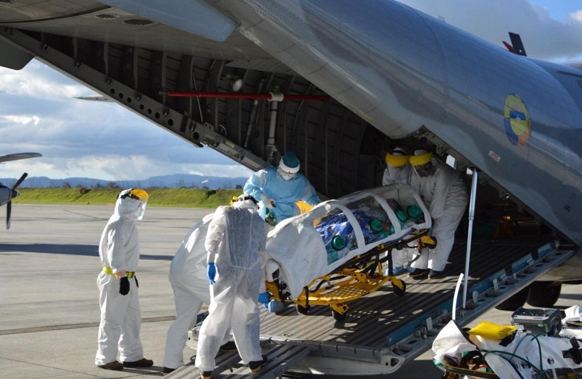 Traslados masivos de pacientes con COVID-19, una capacidad de la Fuerza Aérea Colombiana