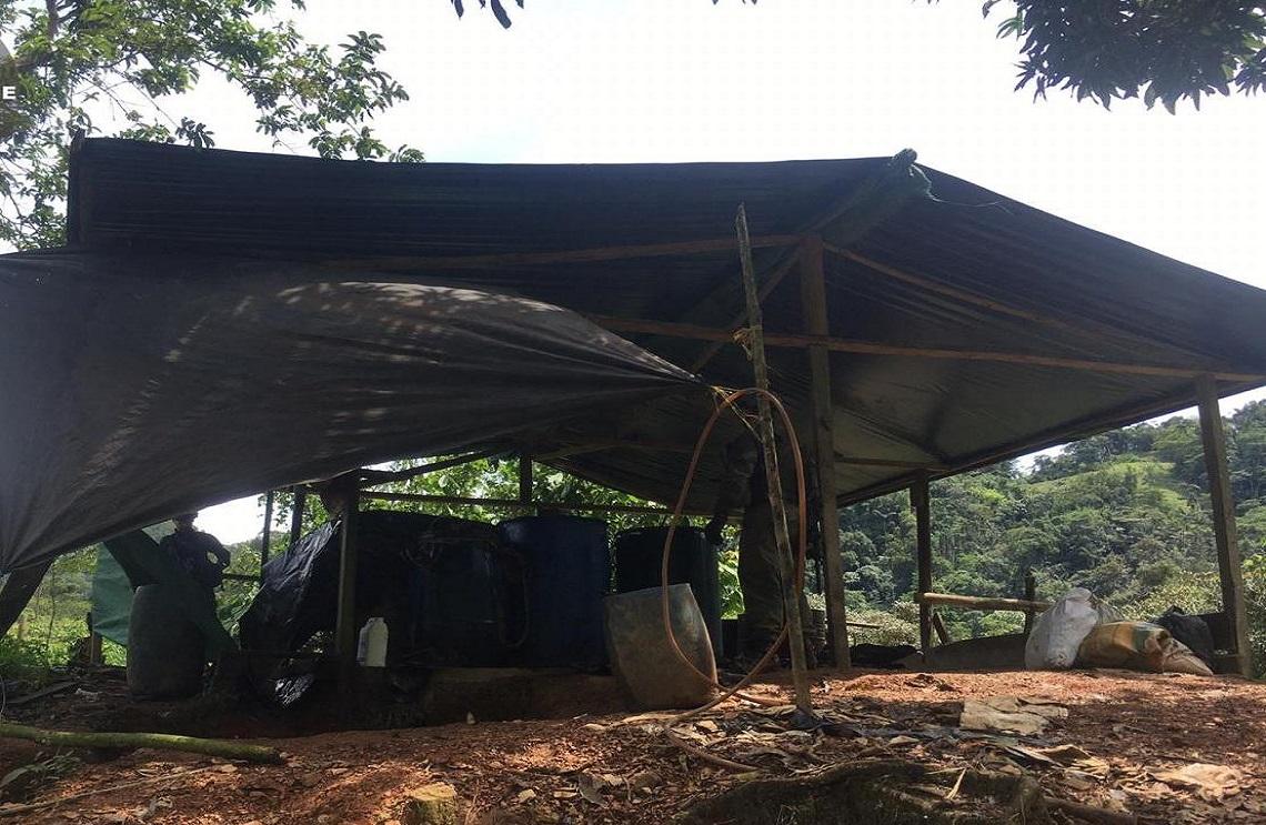 Ocho estructuras para el procesamiento de base de cocaína fueron neutralizadas, en Chocó
