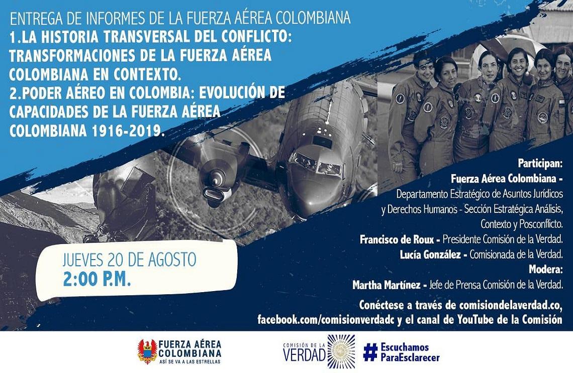 Fuerza Aérea entrega informes a la Comisión para el Esclarecimiento de la Verdad, la Convivencia y la No Repetición