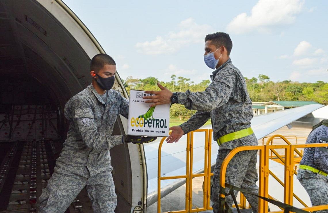 36 toneladas de alimentos fueron transportados en vuelo humanitario de la Fuerza Aérea hasta Leticia
