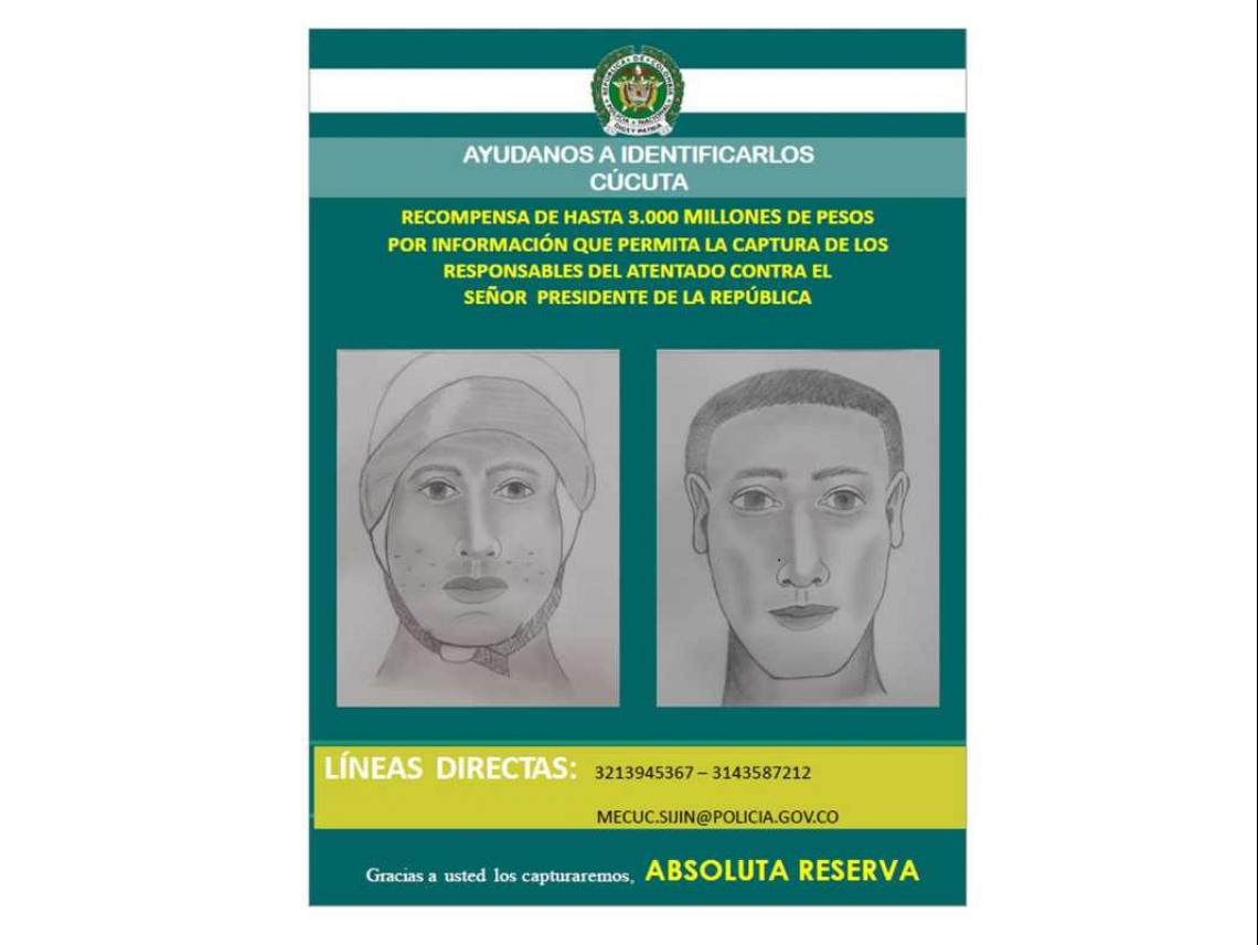Mindefensa revela retratos hablados de presuntos terroristas que atentaron contra el Presidente Iván Duque