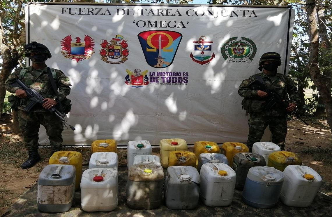 Fuerza de Tarea Conjunta Omega incauta, en Caquetá, 378.541 litros de aceite quemado