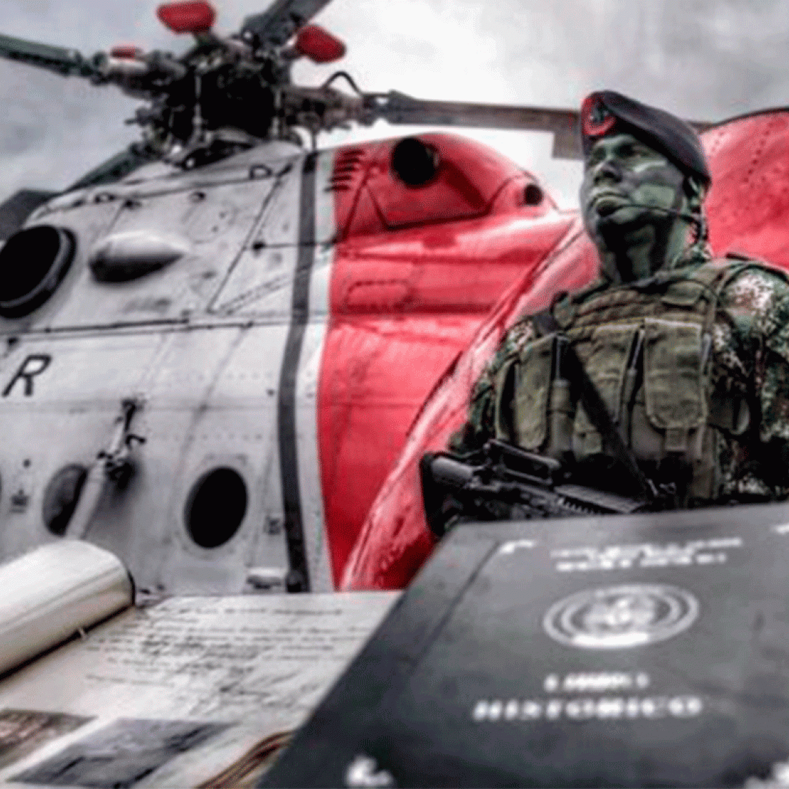 helicóptero de la operación Jaque de la Aviación de Ejército