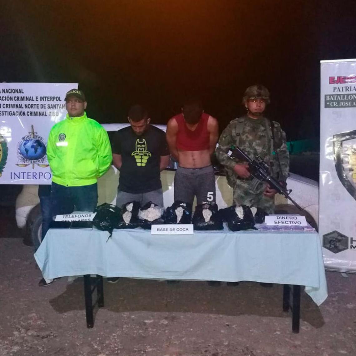 En Norte de Santander capturados dos sujetos que transportaban 18 kilos de pasta base de coca