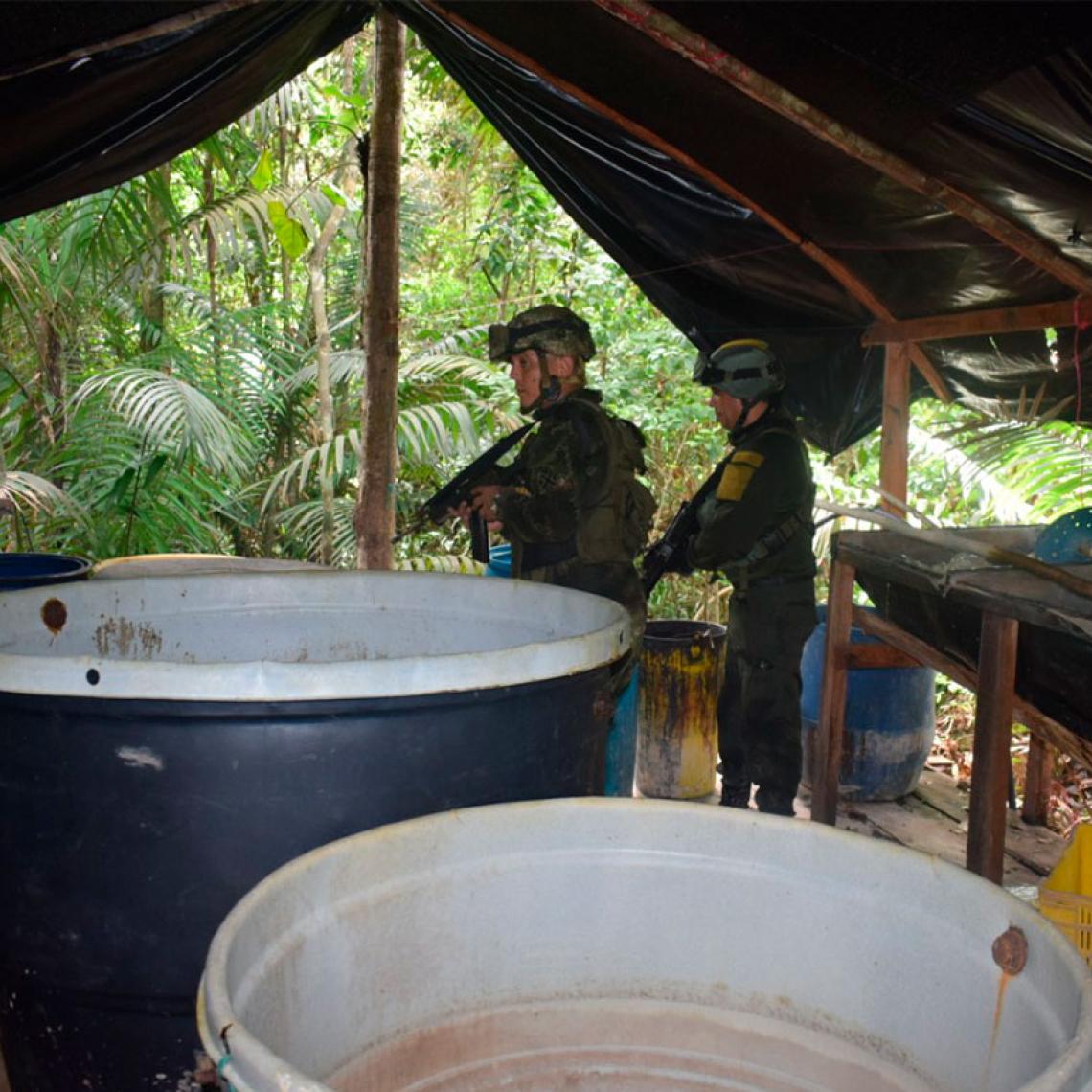 Ejército desmantela dos infraestructuras para el procesamiento de coca en Norte de Santander