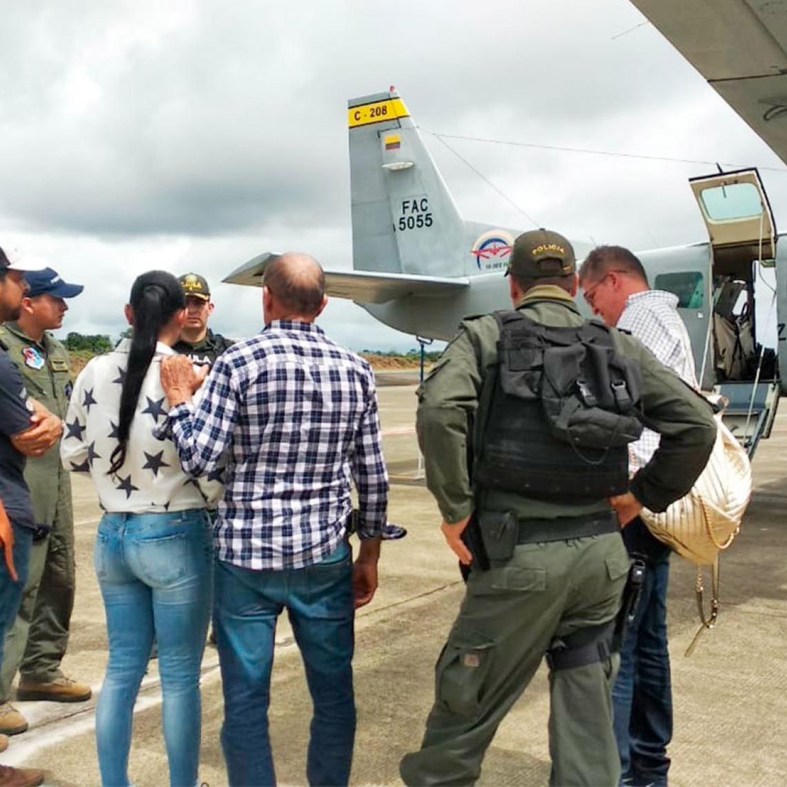 Comerciante liberada en Chocó base Fuerza Aérea Colombiana