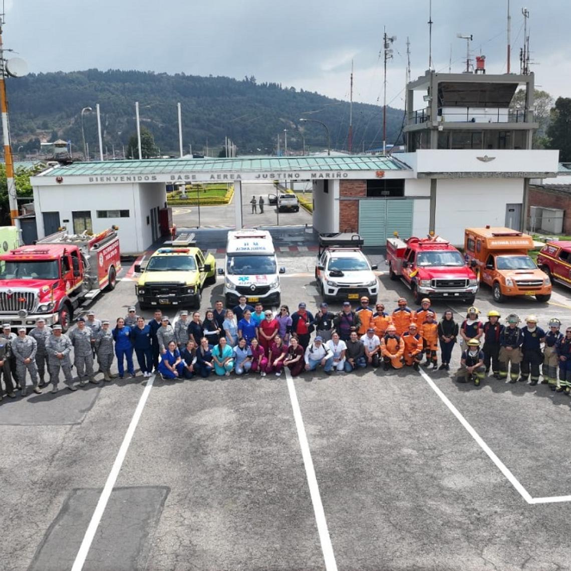 Simulacro de accidente aéreo entre el Comando Aéreo de Mantenimiento y entes externos de socorro de Madrid, Cundinamarca
