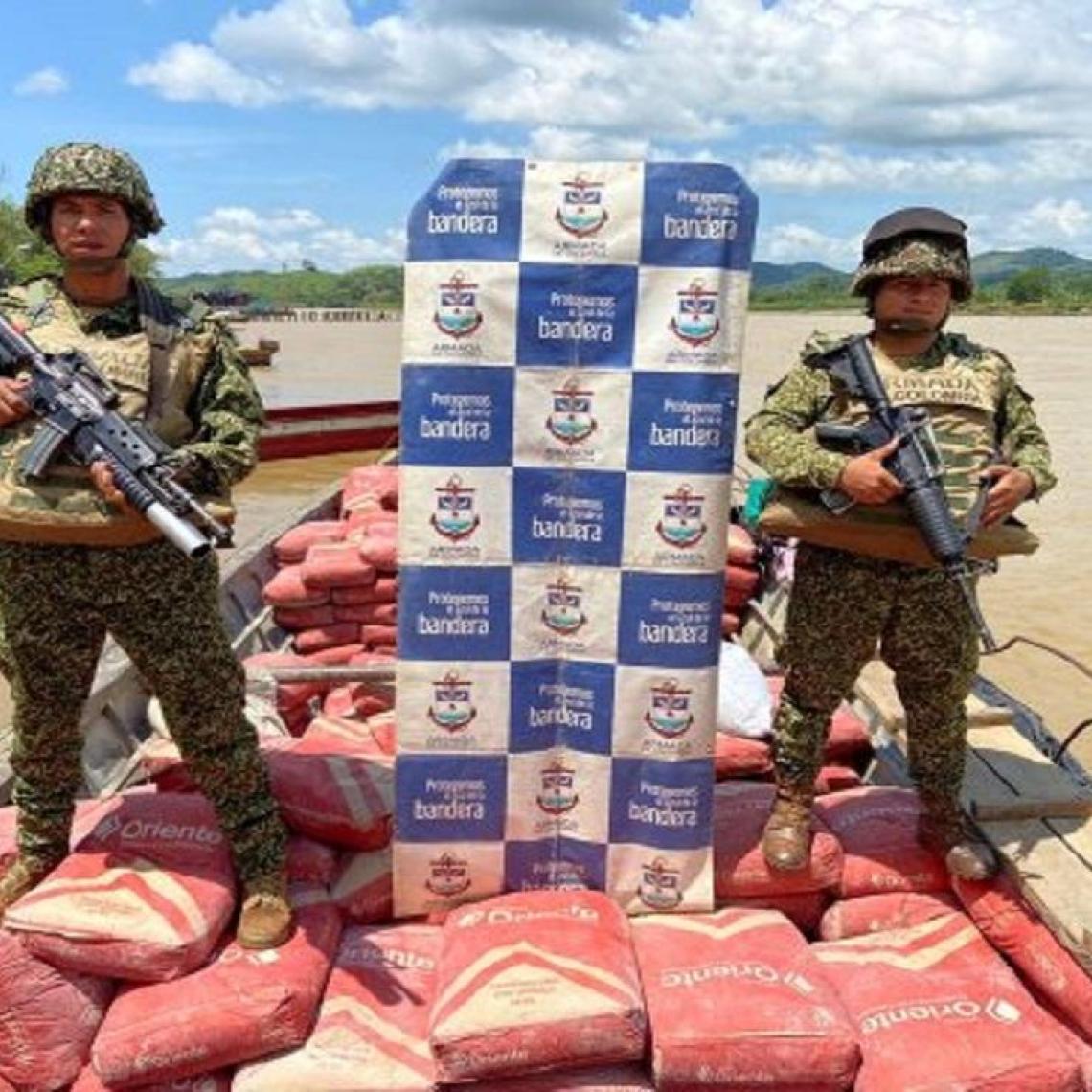 Armada de Colombia incauta más de 35 toneladas de cemento