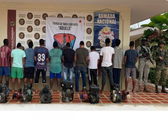 Armada Nacional  captura a 11 personas por el delito de explotación ilícita de yacimientos mineros 