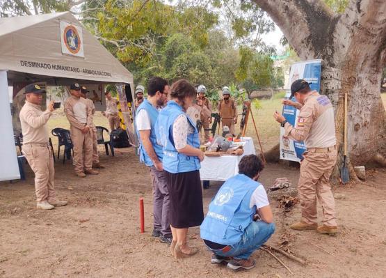 Misión de Verificación de la ONU visitó Batallón de Desminado Humanitario, en Corozal, Sucre