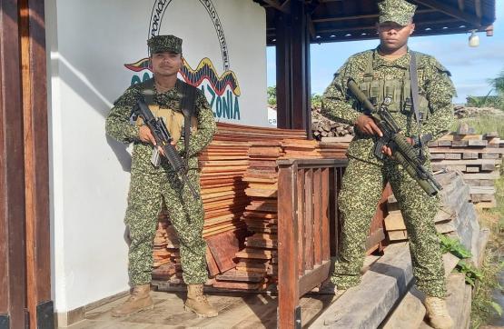 Fuerzas Militares y Policía incautan 3.153 piezas de madera en Puerto Leguízamo, Putumayo