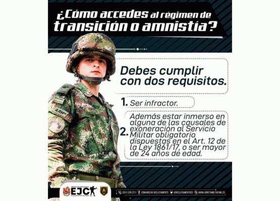 Amnistía a colombianos que no han definido su situación Militar