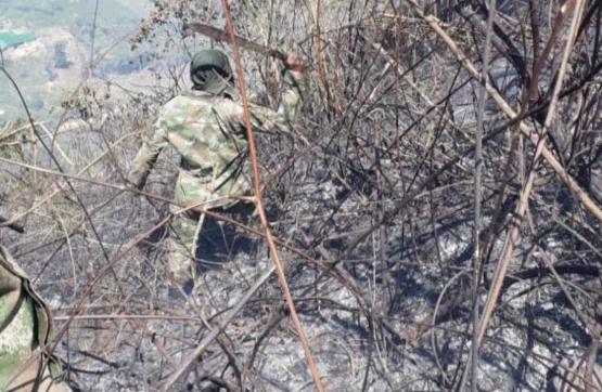 Ejército Nacional apoyó mitigación de incendio en Fosca, Cundinamarca 