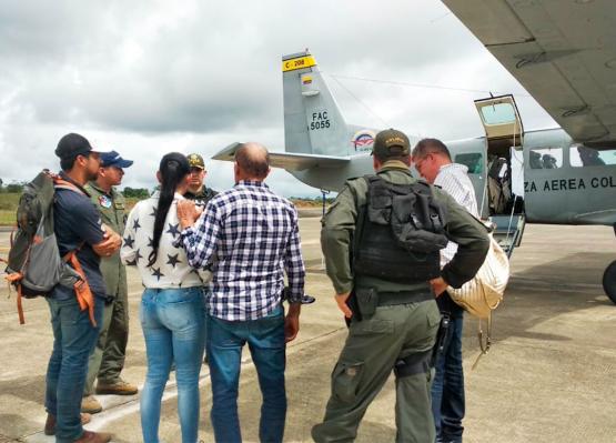 Comerciante liberada en Chocó base Fuerza Aérea Colombiana 