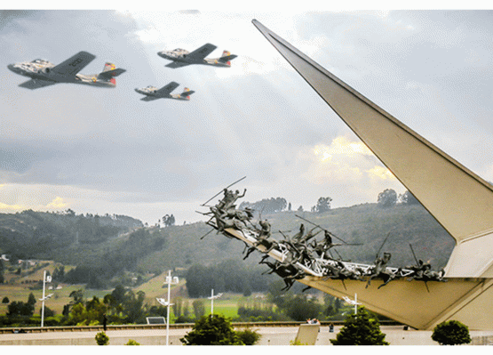 Desde el aire Fuerza Aérea rinde homenaje a los héroes de la Batalla del Pantano de Vargas