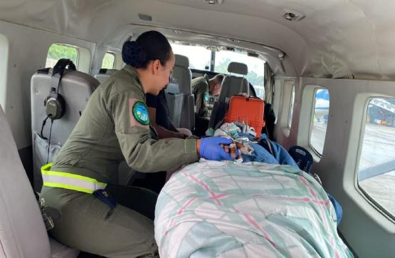 Misión de traslado aeromédico a paciente de Providencia