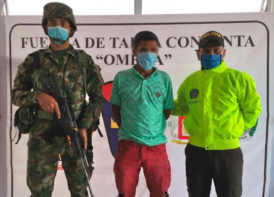 Capturado alias Loco Reinel por la Fuerza de Tarea Conjunta Omega en la vereda Caimán del municipio La Macarena, Meta