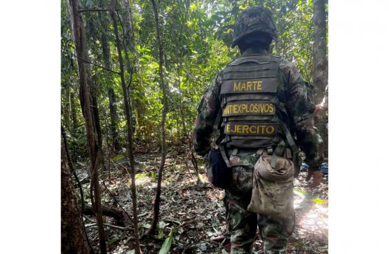  Fuerza de Tarea Conjunta Omega destruyó área minada en zona rural de Calamar, Guaviare
