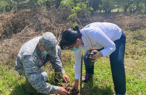 Fuerza Aérea Colombiana realizó Jornada de embellecimiento y siembra de árboles en Puerto Salgar