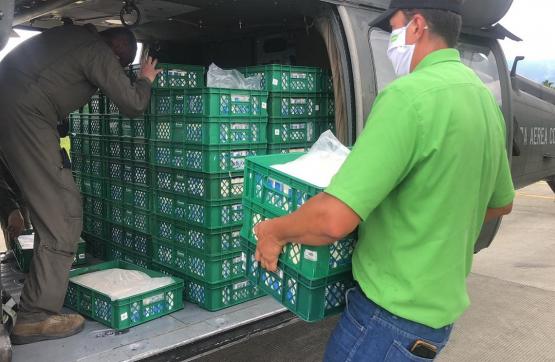  Fuerza Aérea Colombiana transporta alimentos desde Quindío hacia Valle del Cauca y Antioquia