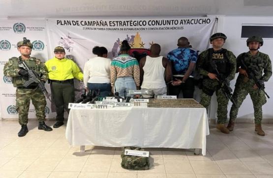 4 capturados del GAO residual por el delito de concierto para delinquir y porte ilegal de armas de fuego en Nariño