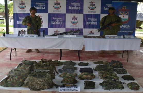 Armada de Colombia incauta armamento a disidencias de las Farc