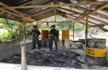 Destruidos dos laboratorios de pasta base de coca en Puerto Libertador, Córdoba, avaluados en más de 800 millones de pesos