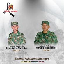Honor y gloria para dos soldados profesionales asesinados por el GAO Eln en Araucca 